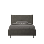 BS COM Letto una piazza e mezza senza rete imbottito 130x200 microfibra grigio Large