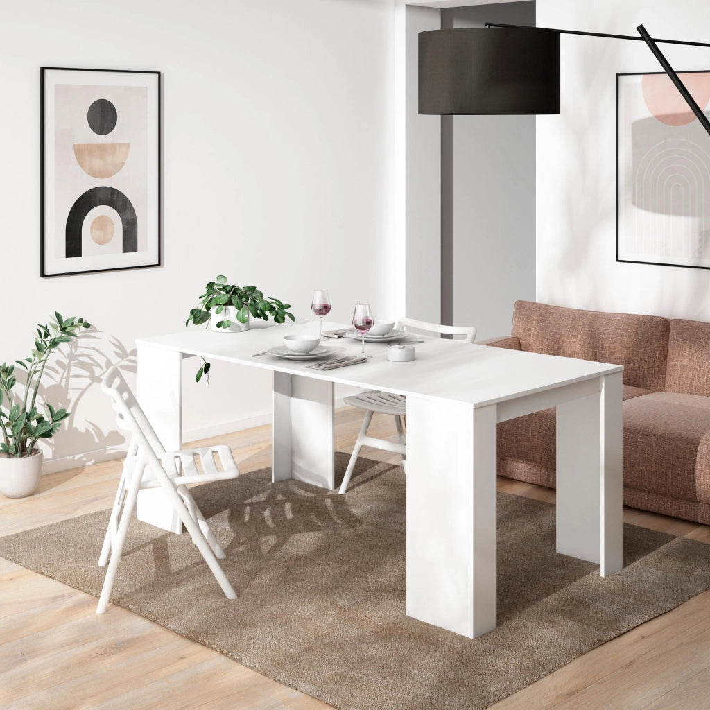 Consolle allungabile, 58 fino 180x90x77cm, Per 8 persone, Tavolo da pranzo, Bianco RF2534