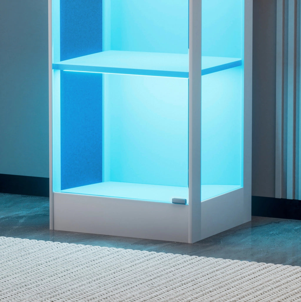 VETRINA 40x35x165 cm in MDF e vetro Bianca con illuminazione LED