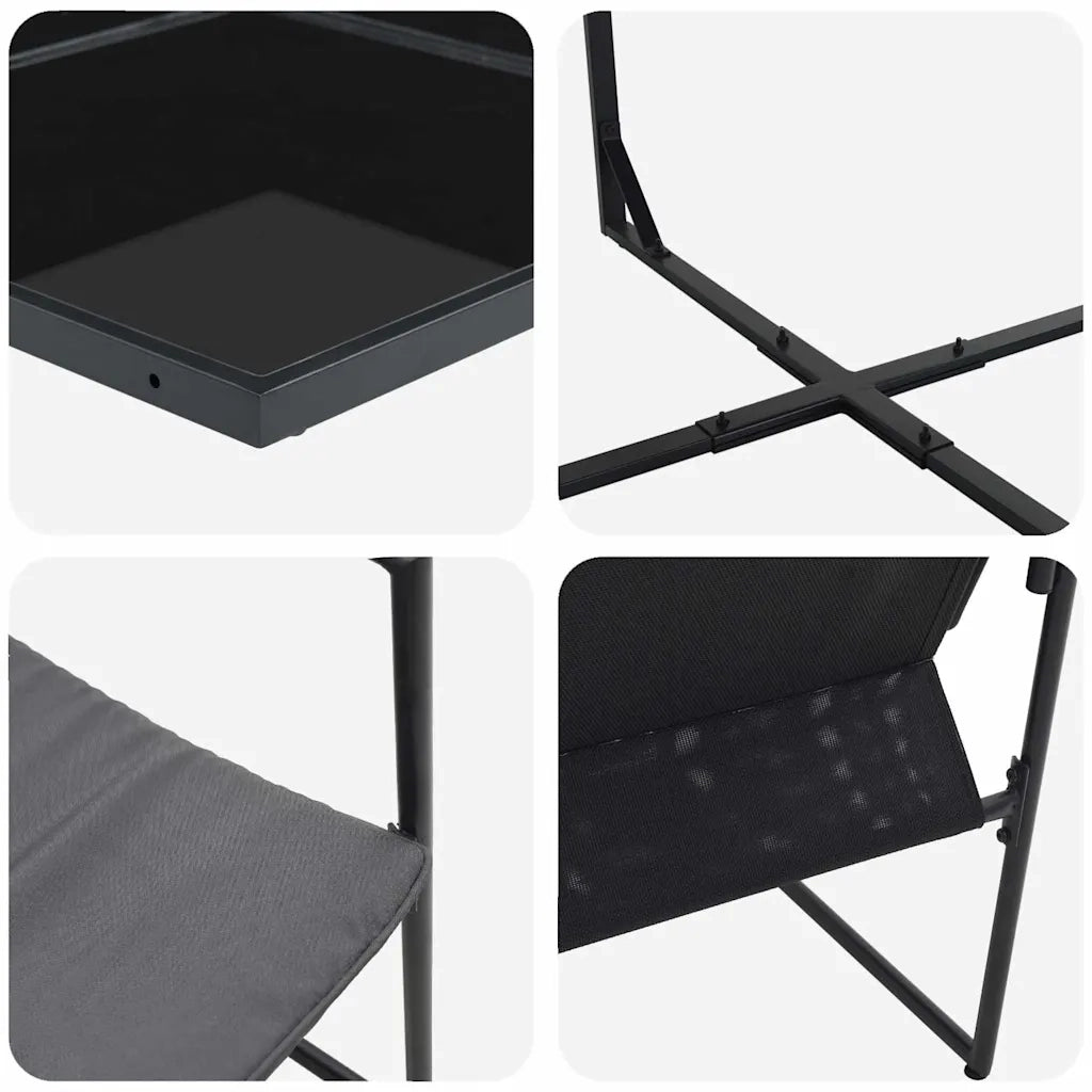 Set da Pranzo per Giardino 17 pcs Nero Acciaio 3335872