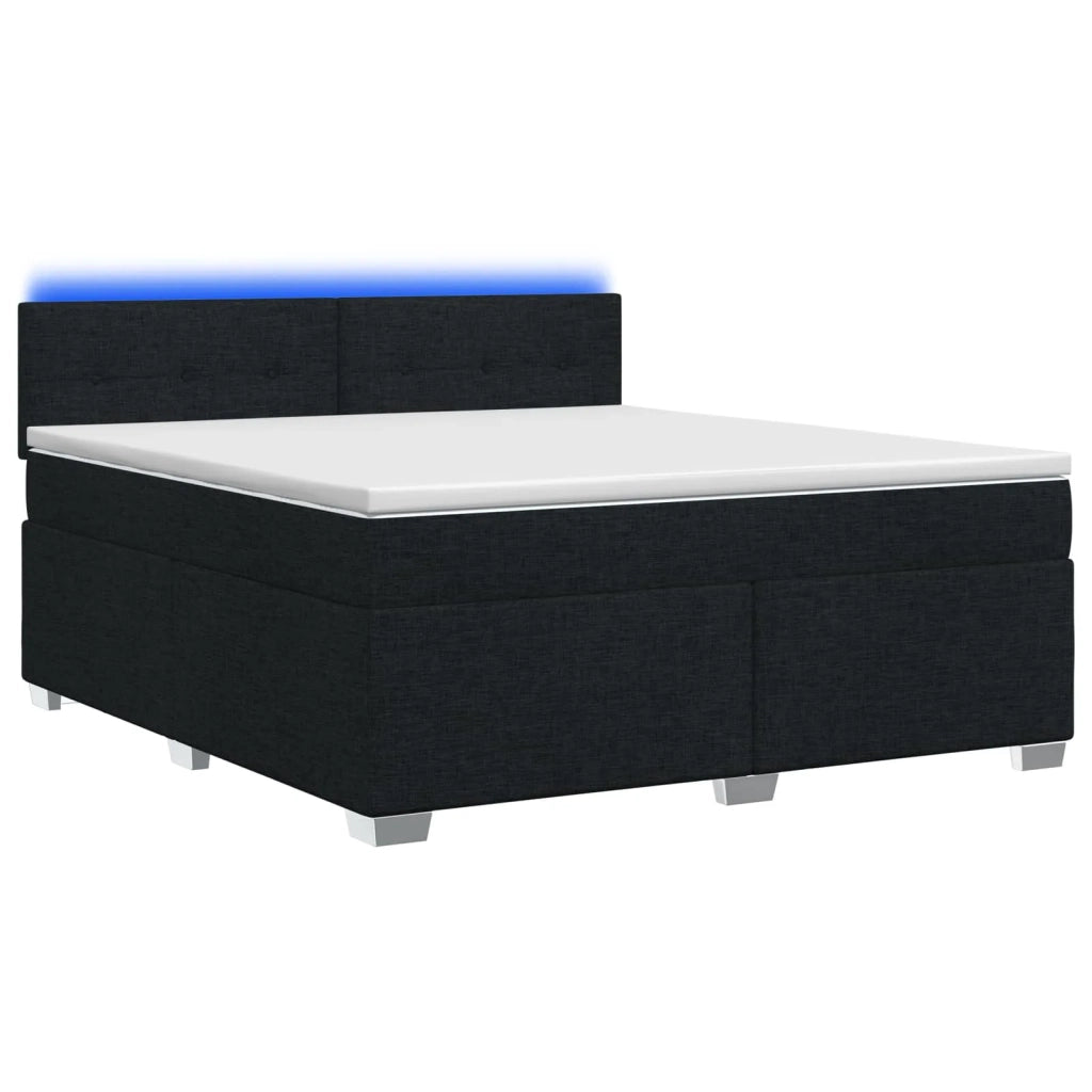 Letto con Box Spring, Materasso e LED Nero 160 x 200 cm Tessuto 3451982