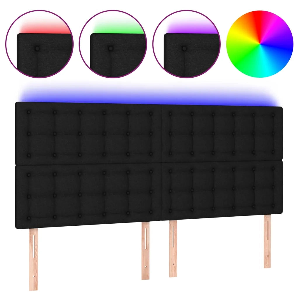 Testiera | Testata a LED nero 200x5x118/128cm in Tessuto