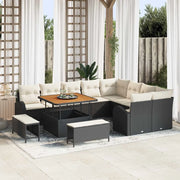 Set Divano da Giardino con cuscino 12 pcs Nero e Crema