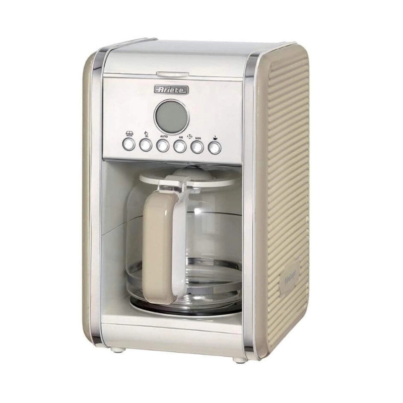 Macchina per caffè americano - 12 tazze - Caraffa in vetro - Programmazione 24h - Autospegnimento - 2000W - Beige