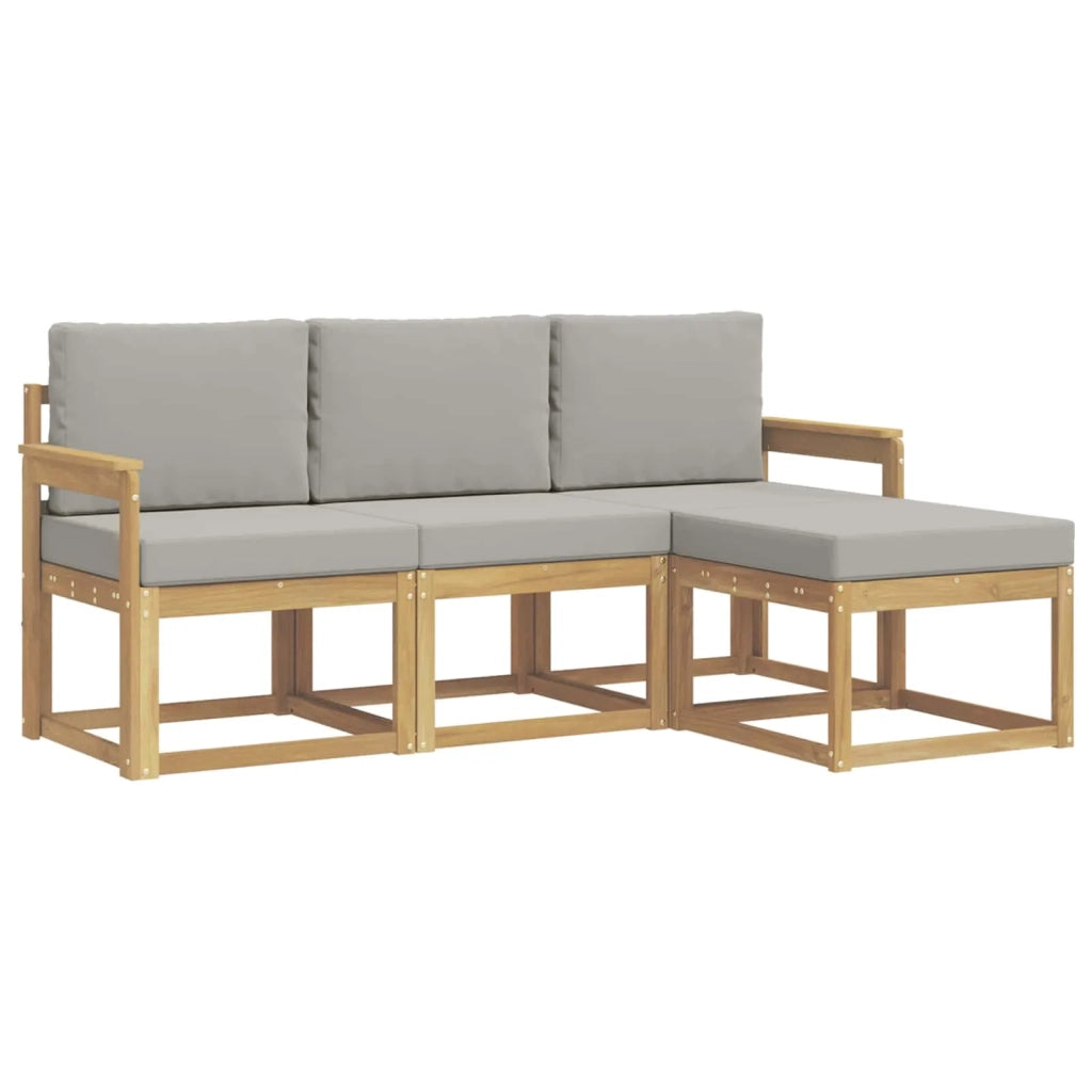 Set di divani da esterno 4 pz Bianco e Grigio Chiaro Poliestere 3387445