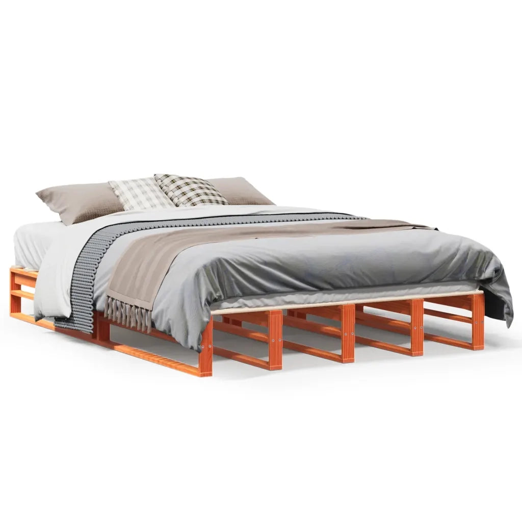 Letto senza Materasso-Struttura Letto Marrone Cera 120x200 cm in Legno di Pino 360866