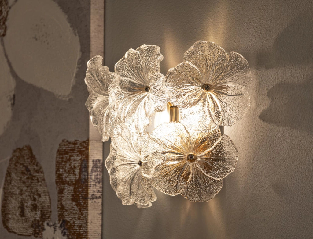 Lampada da Muro Ibiscus 33x17x28 cm in Vetro e Ferro Multicolor
