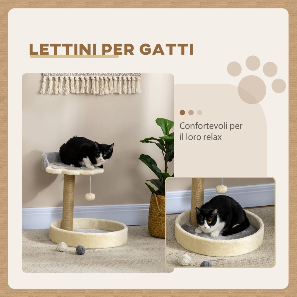 Tiragraffi per Gatti con Letto ¨C Minimal ¨C Grigio e Beige 41x41x44 cm