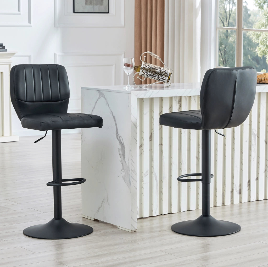 SGABELLO BAR Girevole 62-83 cm PU Nero con Schienale e Poggiapiedi