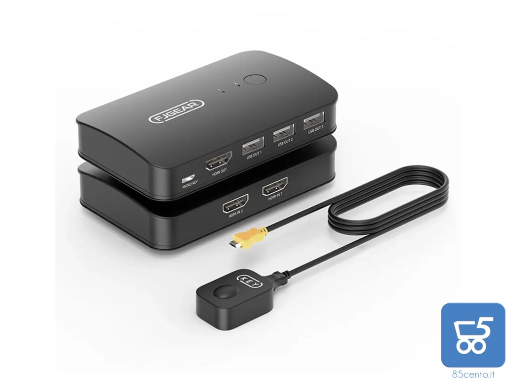 Switch KVM HDMI 4K 2 Computer Possono Condividere 1 set di monitor stampante tastiera mouse chiavetta USB