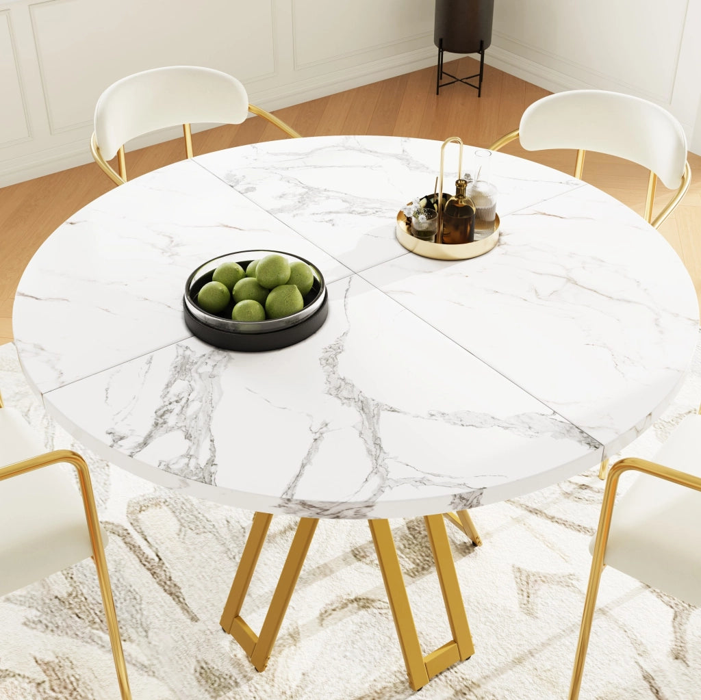 TAVOLO DA PRANZO 100x100x76 cm MDF Bianco e Oro