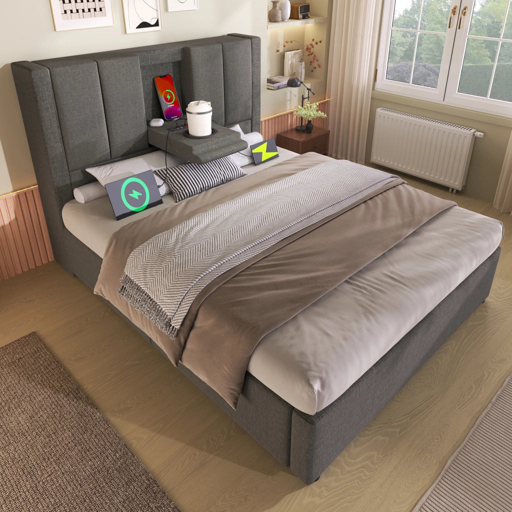 Letto singolo imbottito 90 x 200 cm con contenitore
