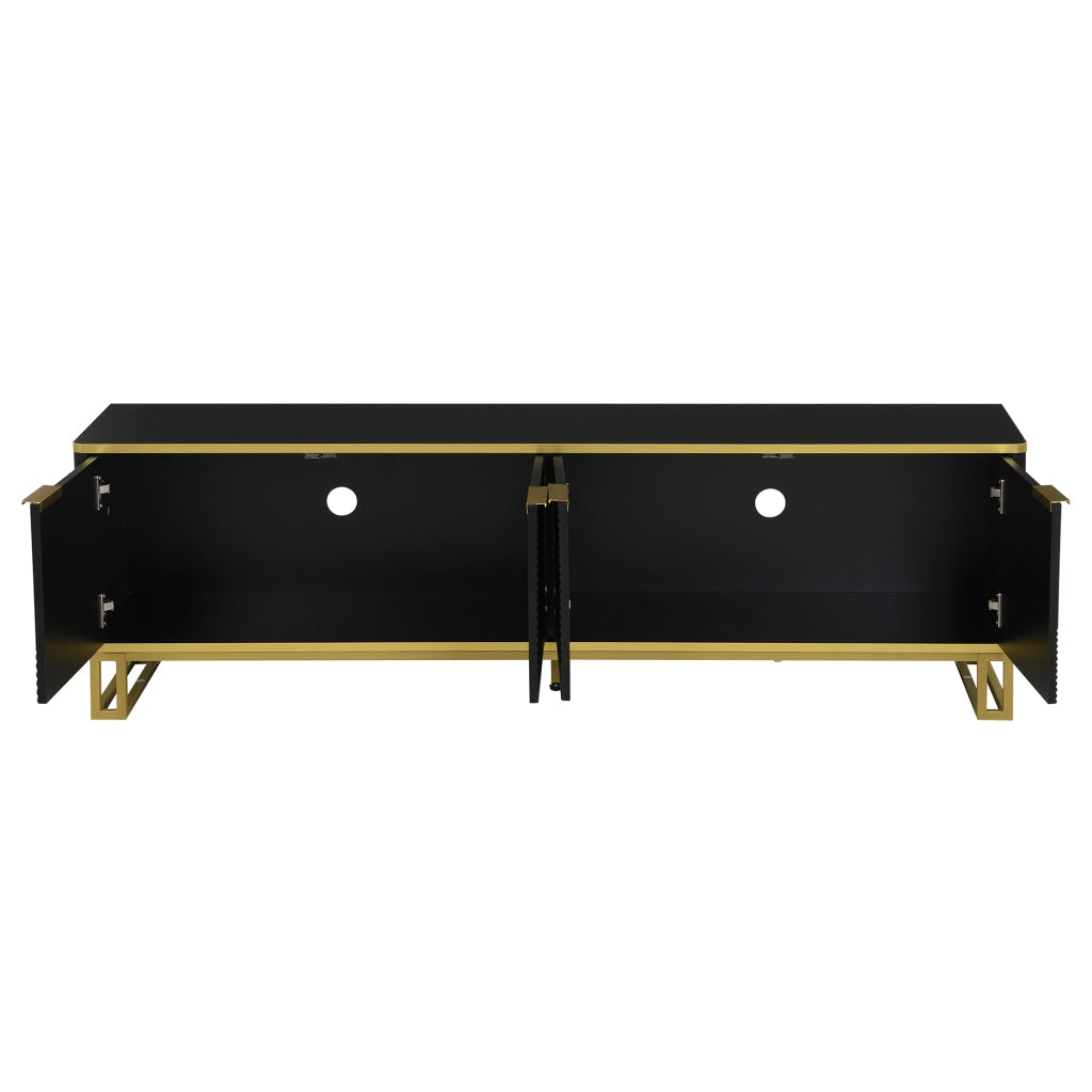 Mobile porta televisore 160 cm nero e oro con quattro ante