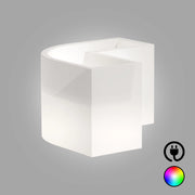 Vaso Fioriera luminosa angolare moderna di design 160x35 H50 in polimero resistente con LED multicolor per interno ed esterno - Made in Italy