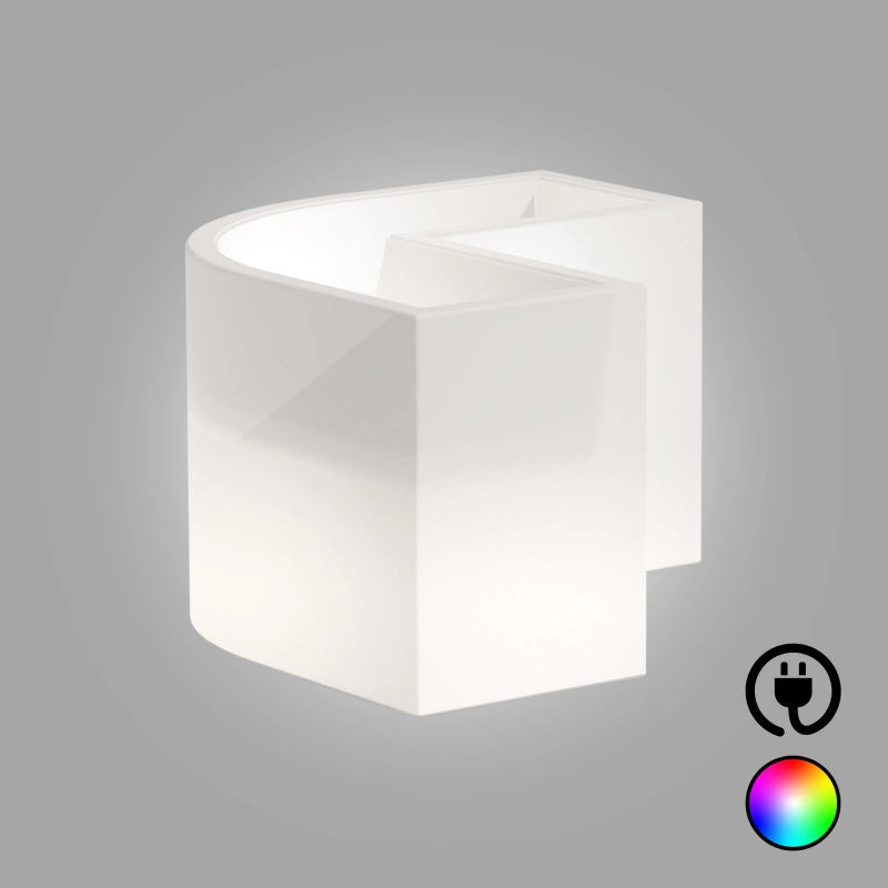 Vaso Fioriera luminosa angolare moderna di design 160x35 H50 in polimero resistente con LED multicolor per interno ed esterno - Made in Italy