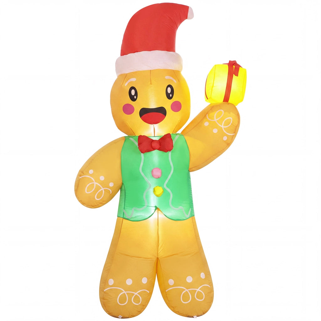 Omino di pan di zenzero gonfiabile natalizio da 2,5 m con luci a LED