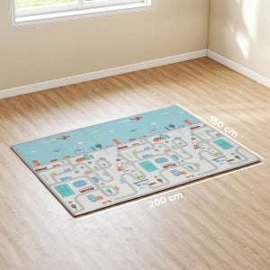 Tappetino Gioco Neonato Motivo Animali, Schiuma Imbottitura 1,5 cm, Antiscivolo
