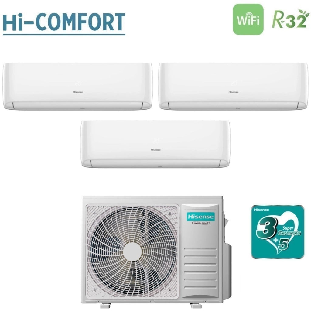 Condizionatore Trial Split Hisense Hi-Comfort 9+9+12 con 4AMW81U4RJC R-32 Wi-Fi Integrato