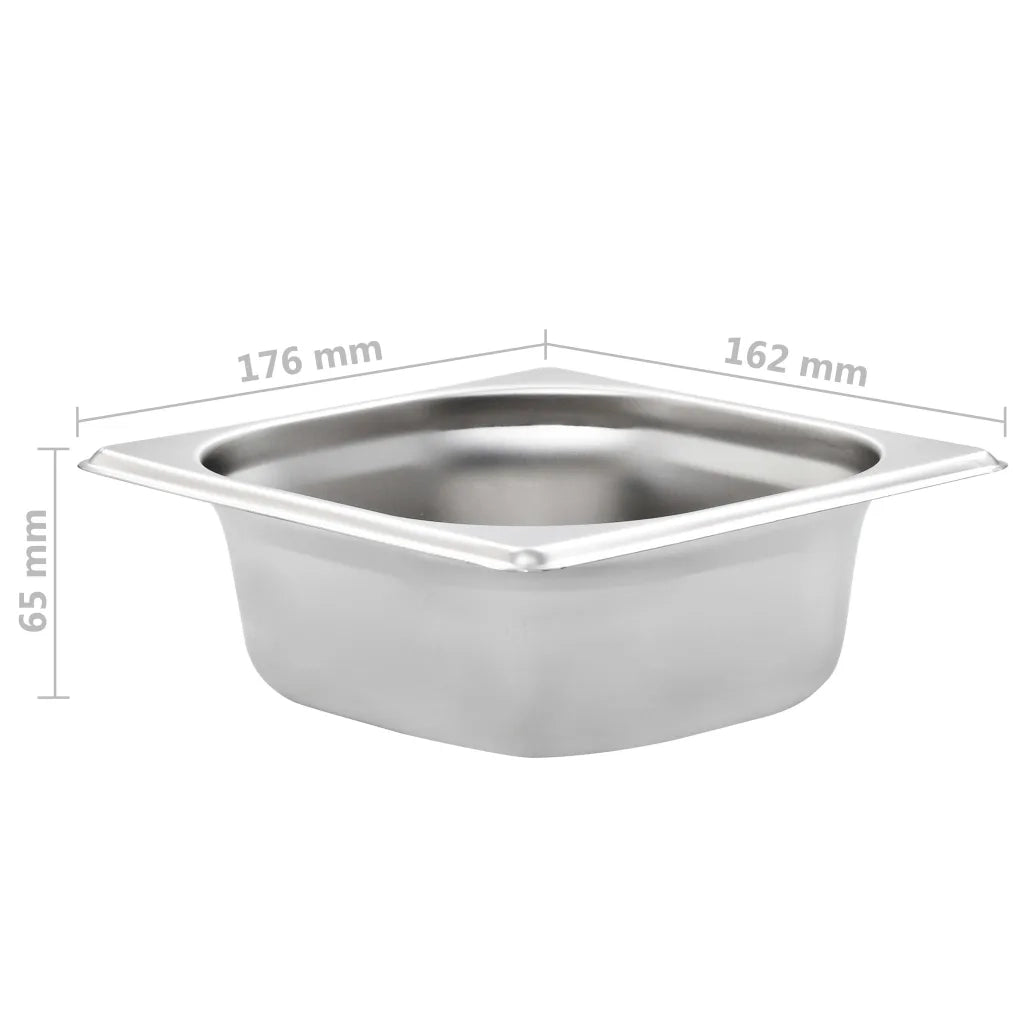 Set di 12 contenitori gastronorm impilabili 176 x 162 x 65 mm pratici da cucina in acciaio inossidabile argentato 02_0046003