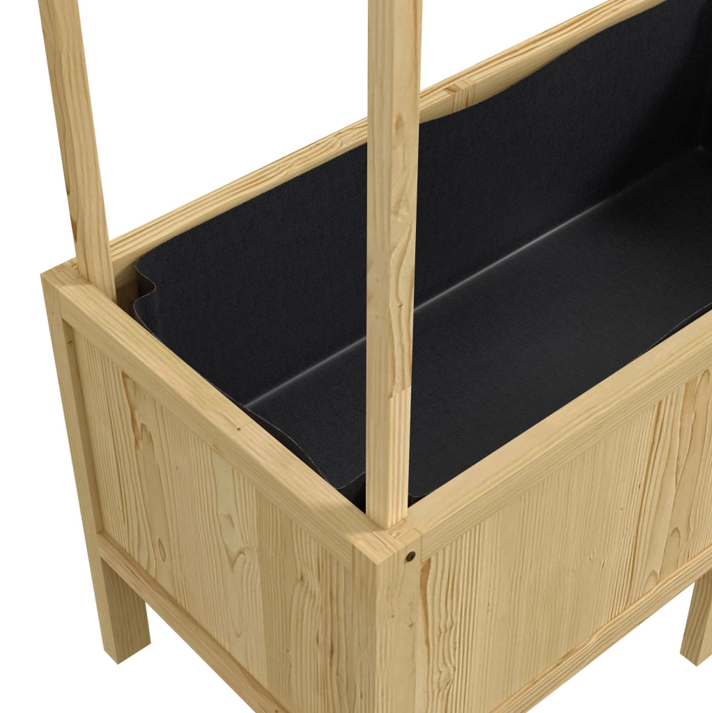 Orto rialzato ULEVR 110x60x152/140 cm in legno di abete con tetto in policarbonato e rivestimento interno