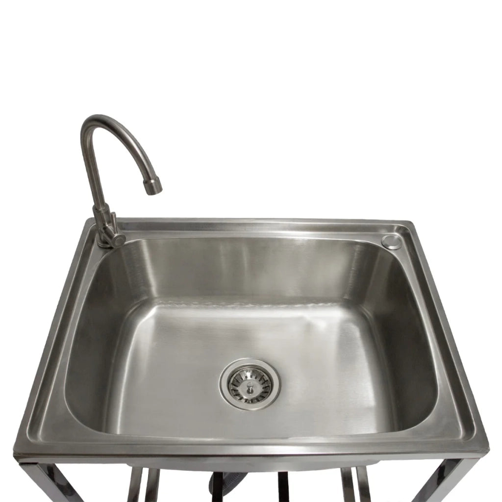 Lavello da Campeggio con Rubinetto per L'Acqua Portatile Lavabo in Acciaio Inox Lavandino per Glamping con Attacco per L'Acqua e Scarico