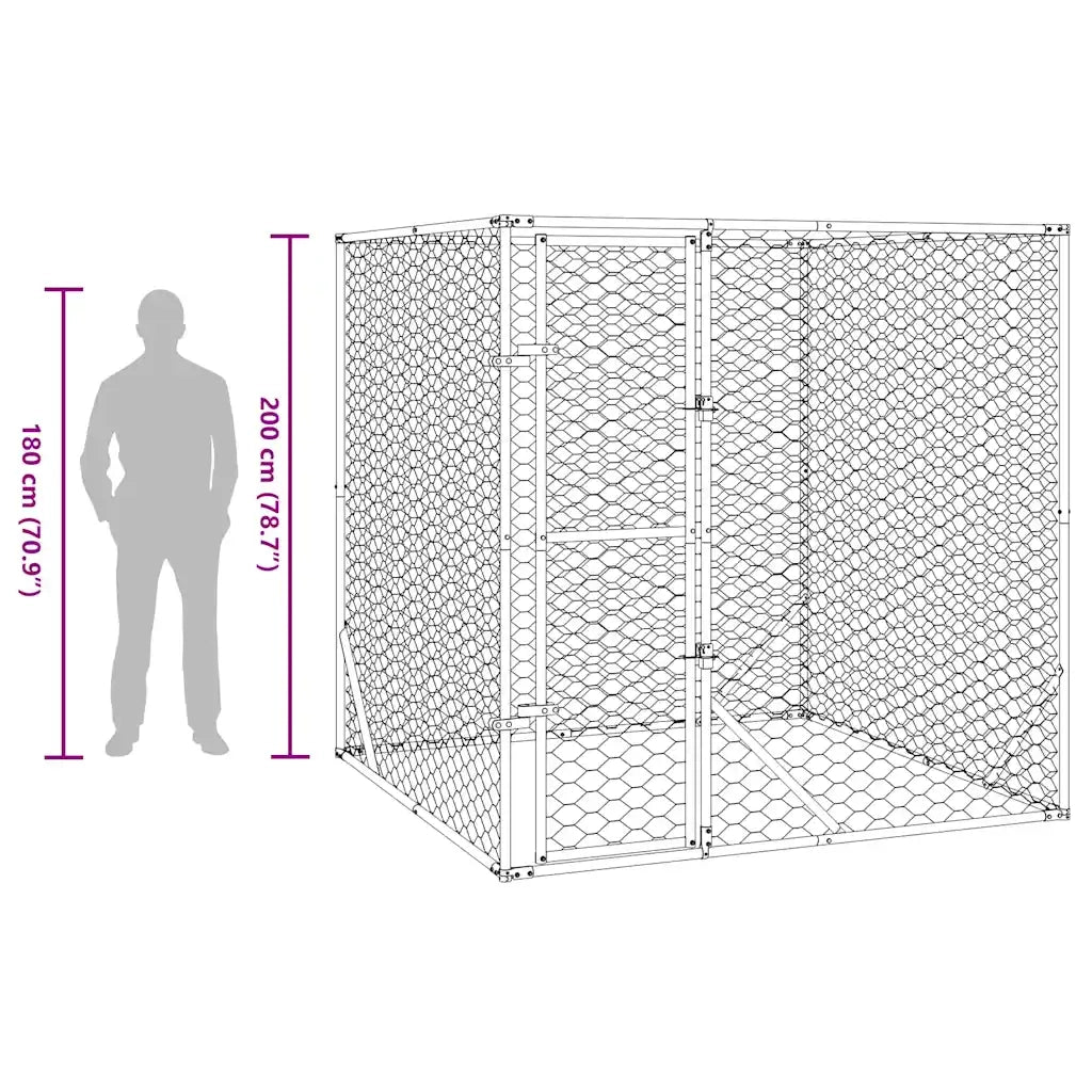 Cuccia per Cani da Esterno Argento 2x2x2 m Acciaio Zincato 153674