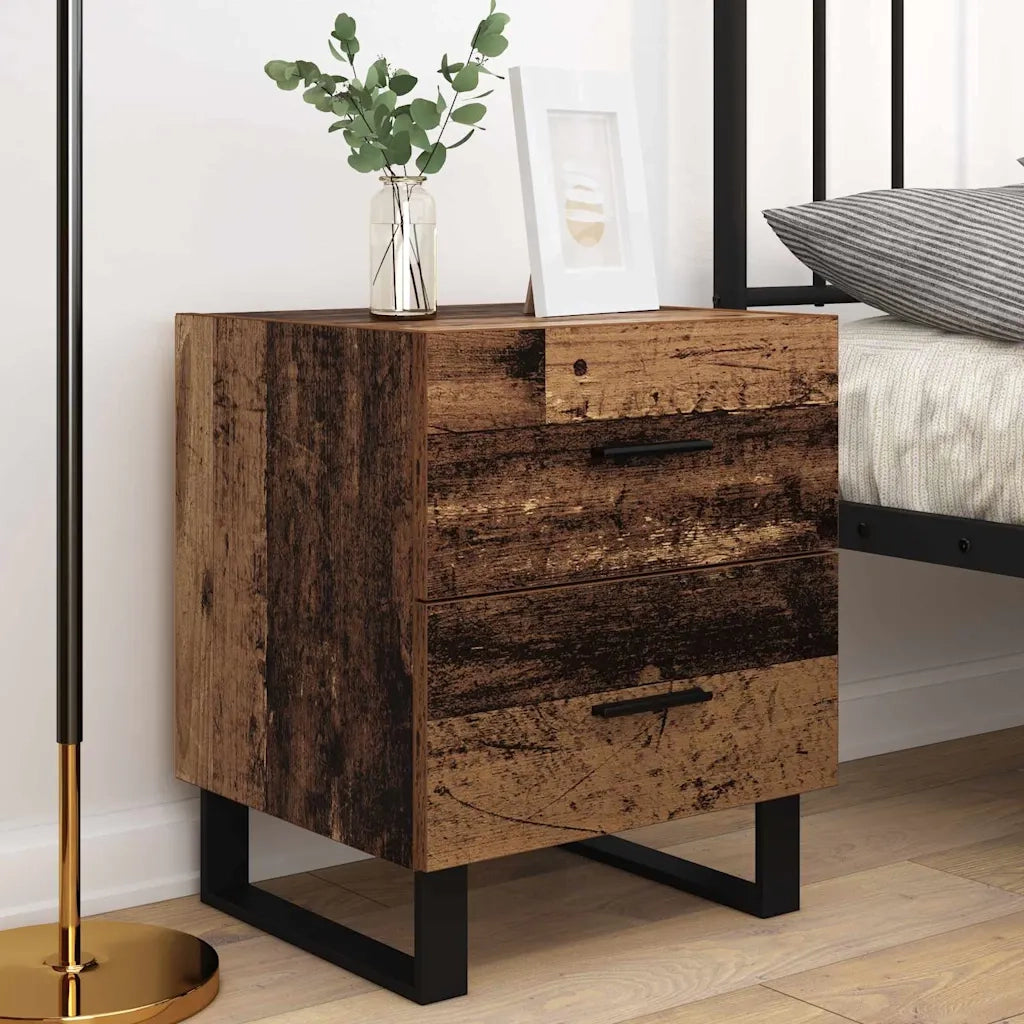 Armadio da Notte 2 pcs Legno Antico e Nero 40 x 35 x 47,5 cm 884067