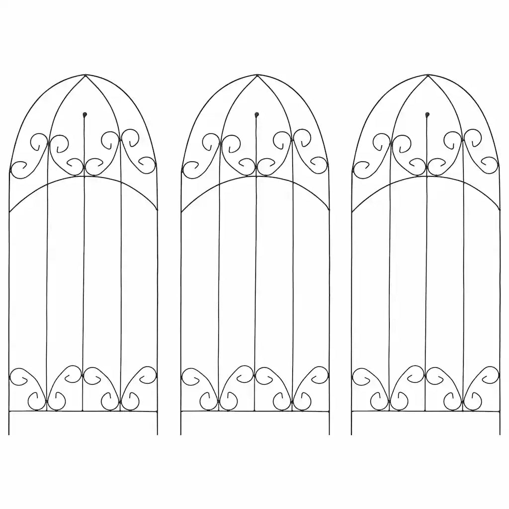 Supporti da Giardino per Piante 3 pz Neri 40x100 cm in Ferro 47098