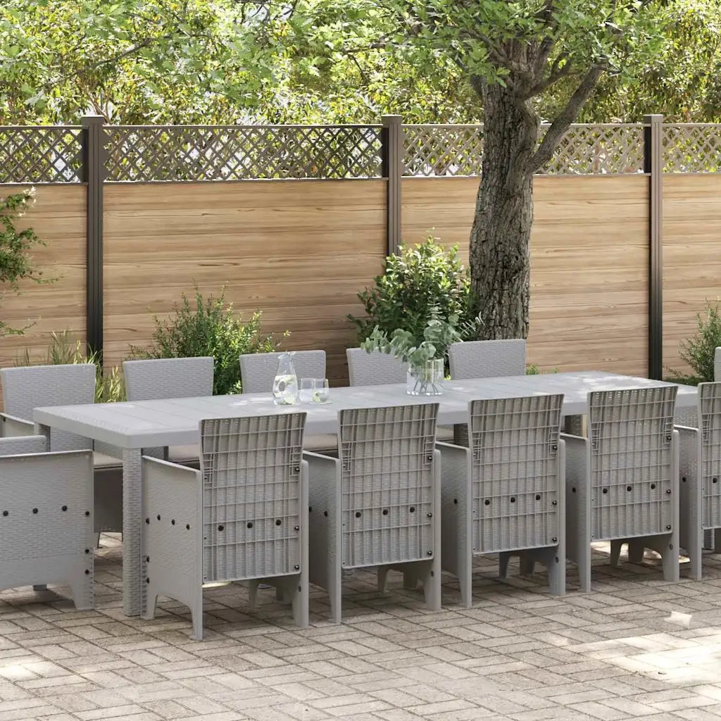 Set da Pranzo per Giardino 13 pcs Grigio chiaro Poly Rattan