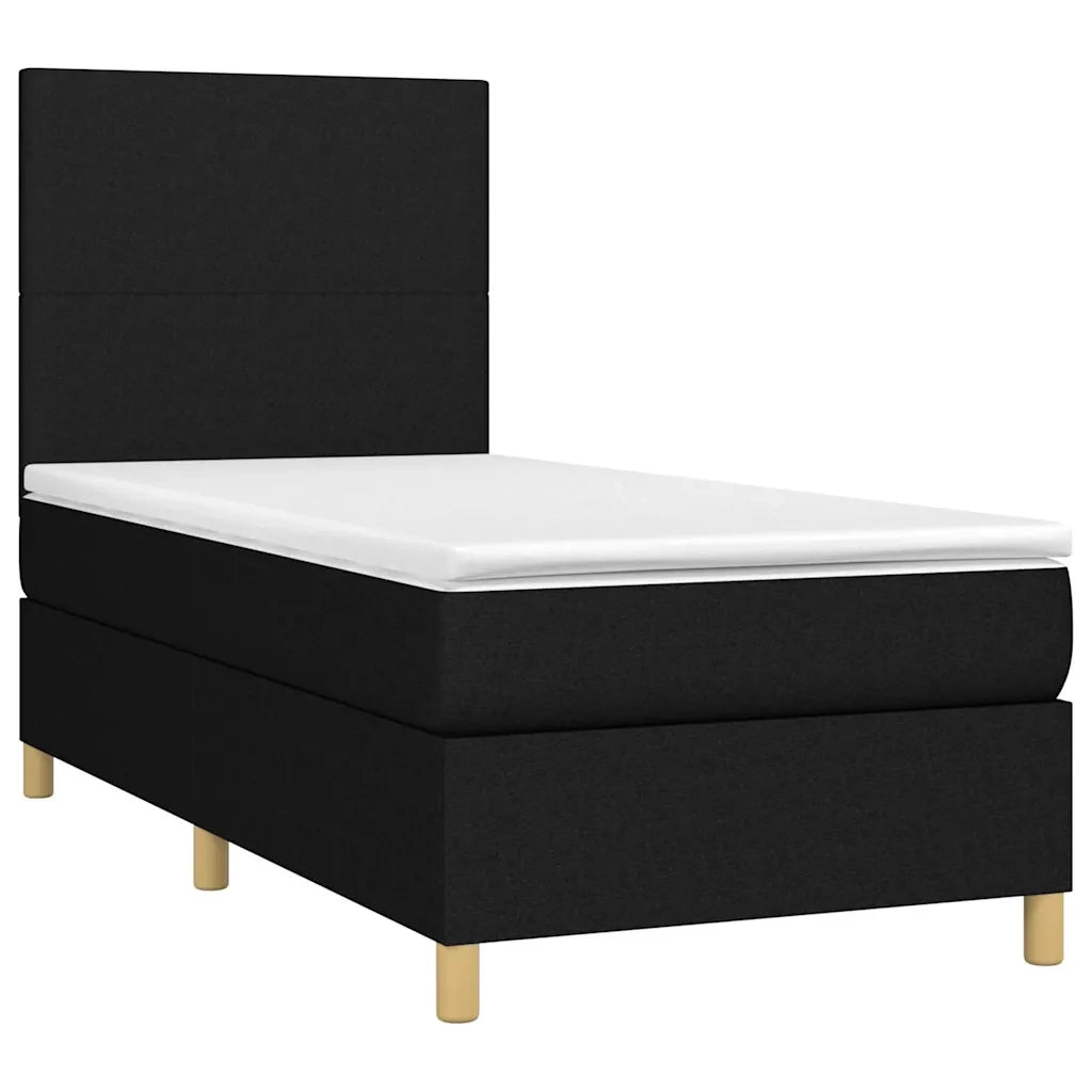 Letto a Molle con Materasso e LED Nero 100x200 cm in Tessuto 3135255