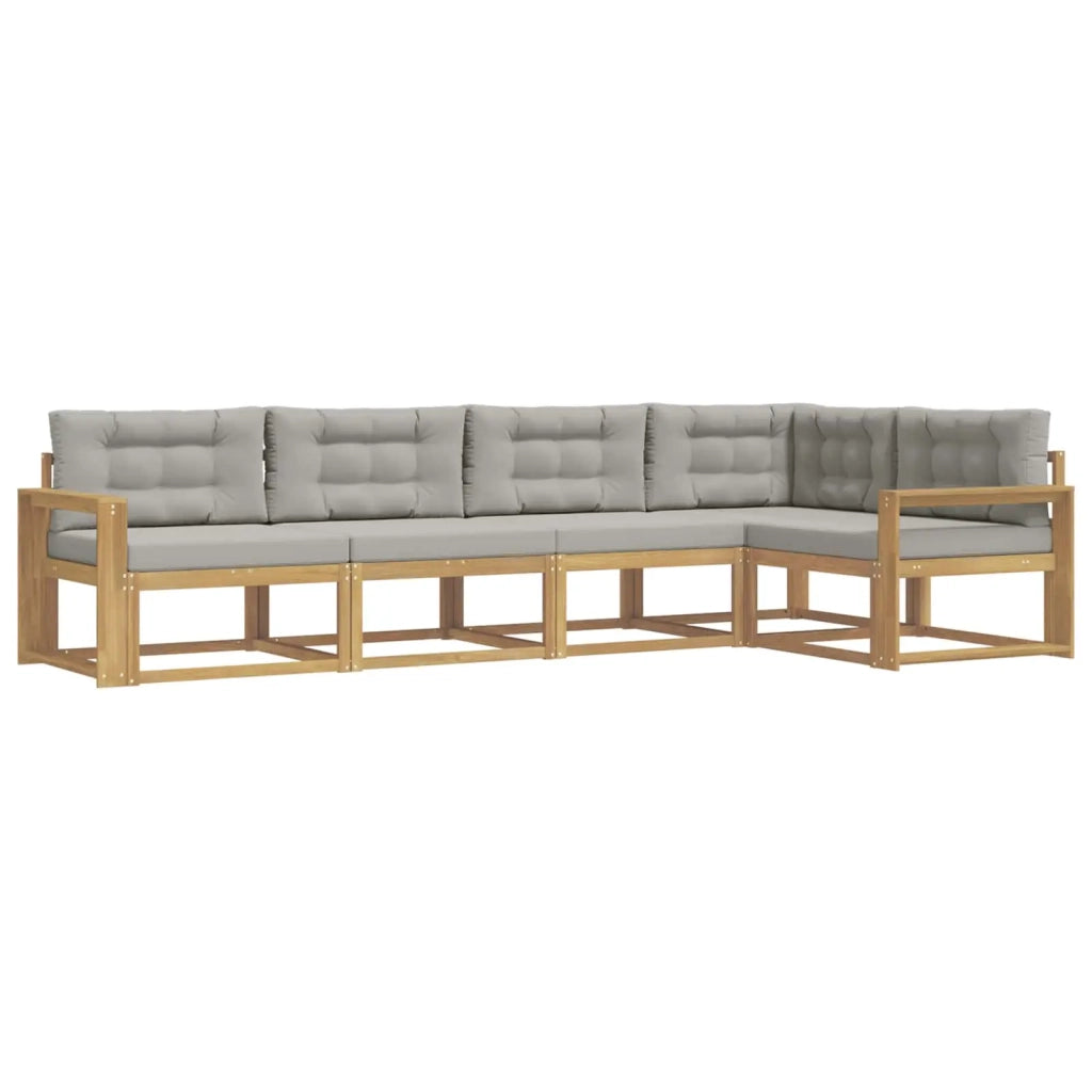 Set di divani da esterno 4 pz Bianco e Grigio Chiaro Poliestere 3386450