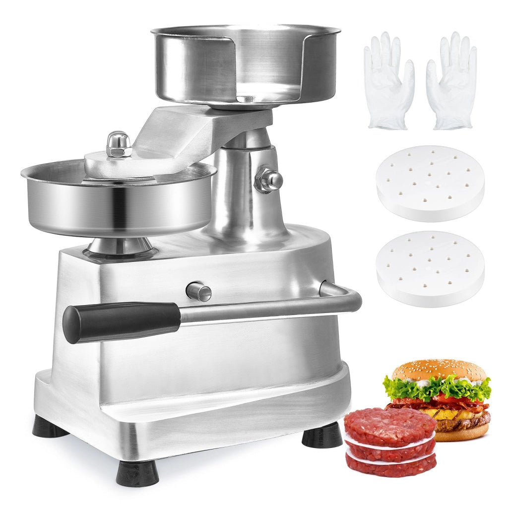Pressa per Hamburger Manuale JKH-130 in Acciaio Inox SUS304 Diametro 130 mm con 1000 Fogli di Carta Robusta e Facile da Pulire