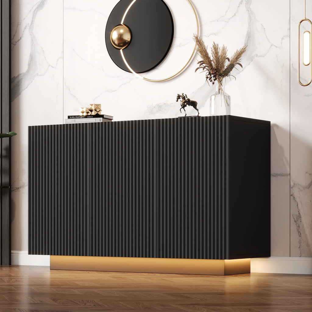 MADIA con LED 120x40x75 cm MDF Nero effetto marmo