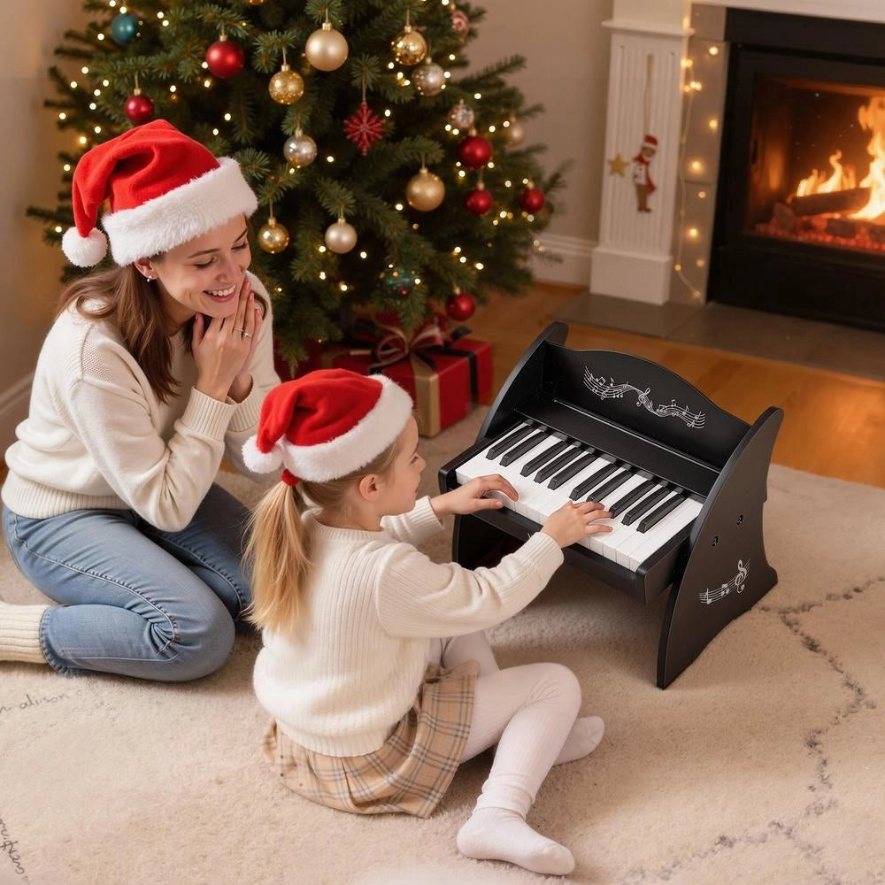 Tastiera Pianoforte Bambini 25 Tasti Strumento Musicale Educativo Suono Realistico Doppia Alimentazione Nero