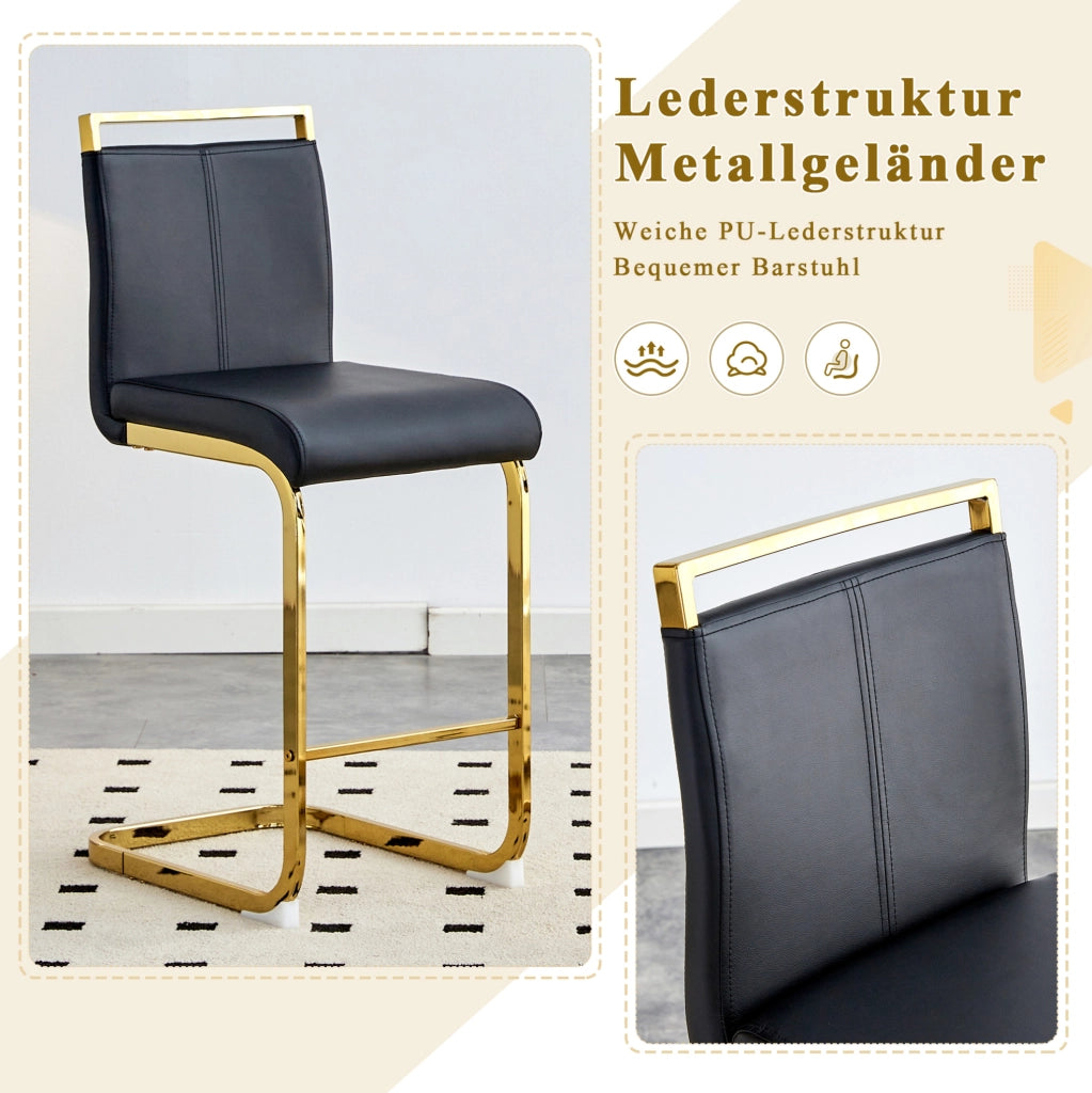 SGABELLI BAR Set da 2 pezzi 96,5 cm Nero/Oro in PU e metallo
