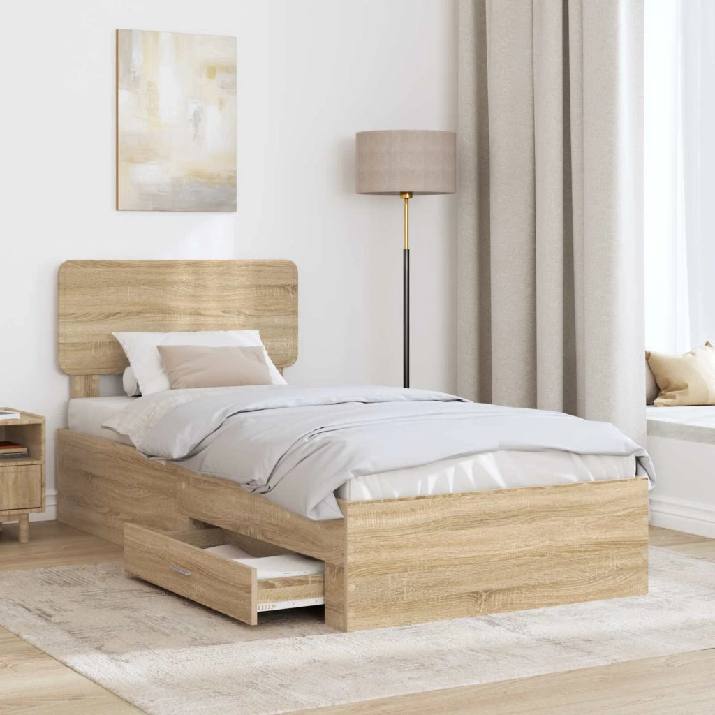 Letto singolo | Letto per adulti | Struttura del letto Rovere Sonoma 75 x 190 cm Legno multistrato