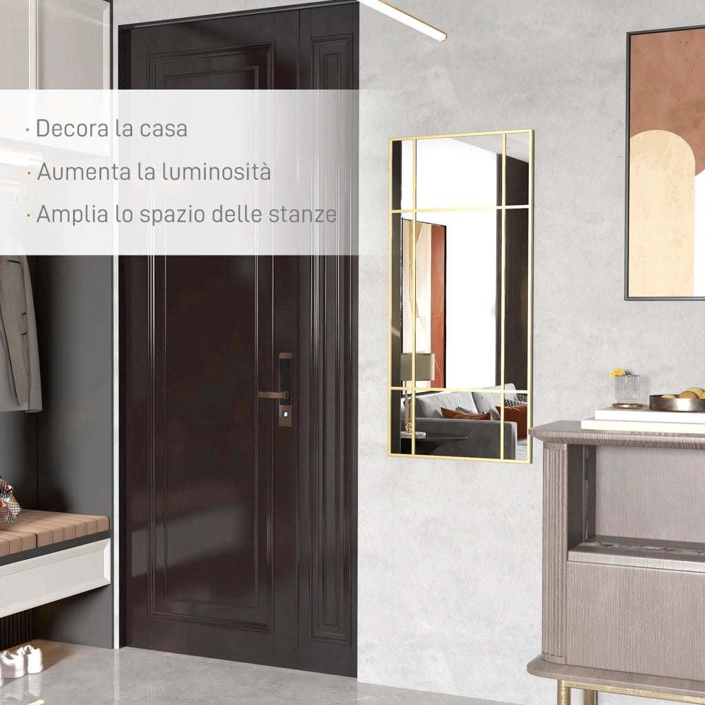 Specchio da Parete Finestra ¨C Minimal ¨C Oro 110x50cm