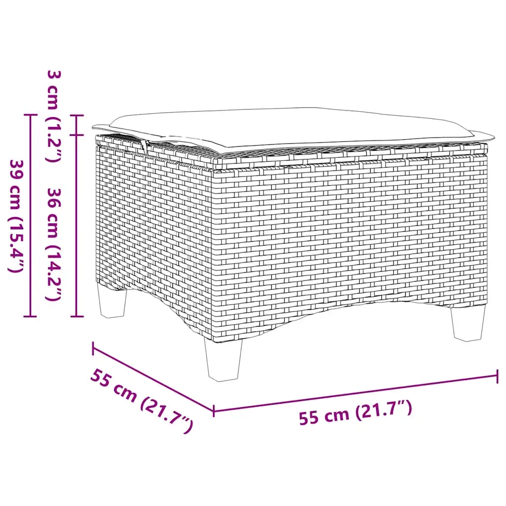Sgabelli Giardino con Cuscini 4 pz Beige 55x55x36 cm Polyrattan CFW1202337