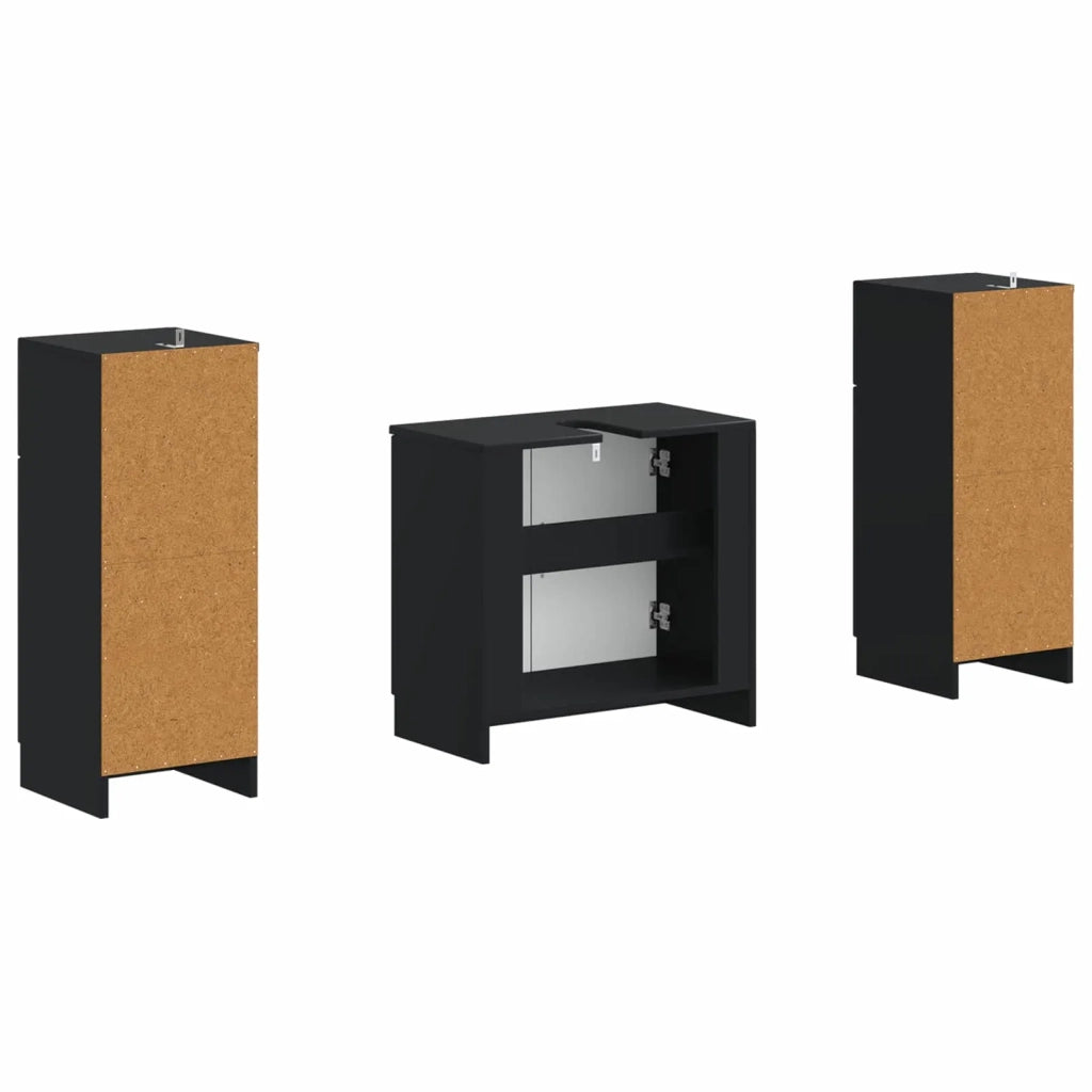 Set di armadietti da bagno in 3 pezzi UTRECHT Nero 3418054