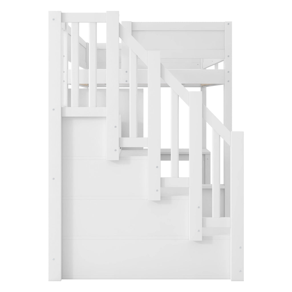 Letto a soppalco 90x200 con scrivania; armadio; scaffale e luci LED bianco
