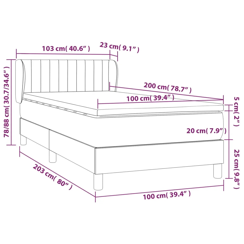 Giroletto a Molle con Materasso Rosa 100x200 cm in Velluto
