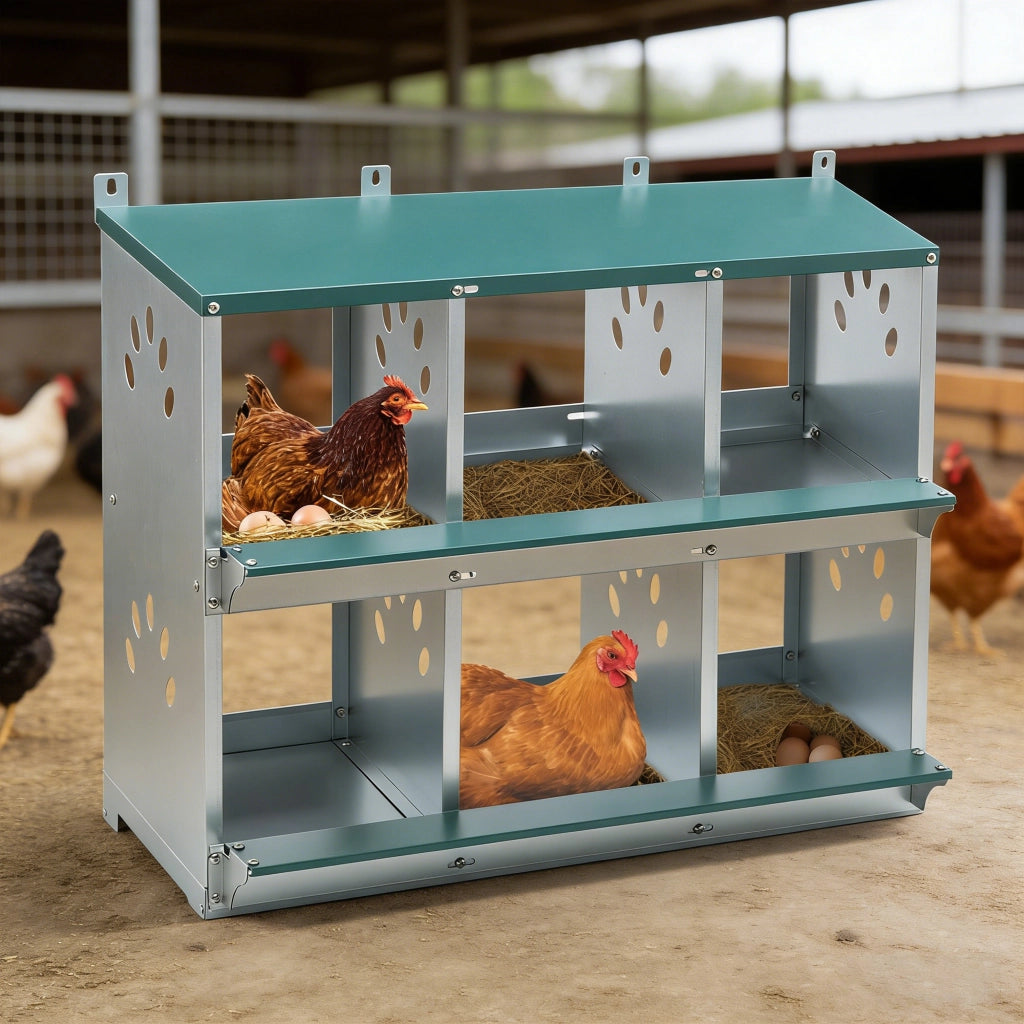 NIDO PER GALLINE 6 posti 81x33x67 cm in metallo verde