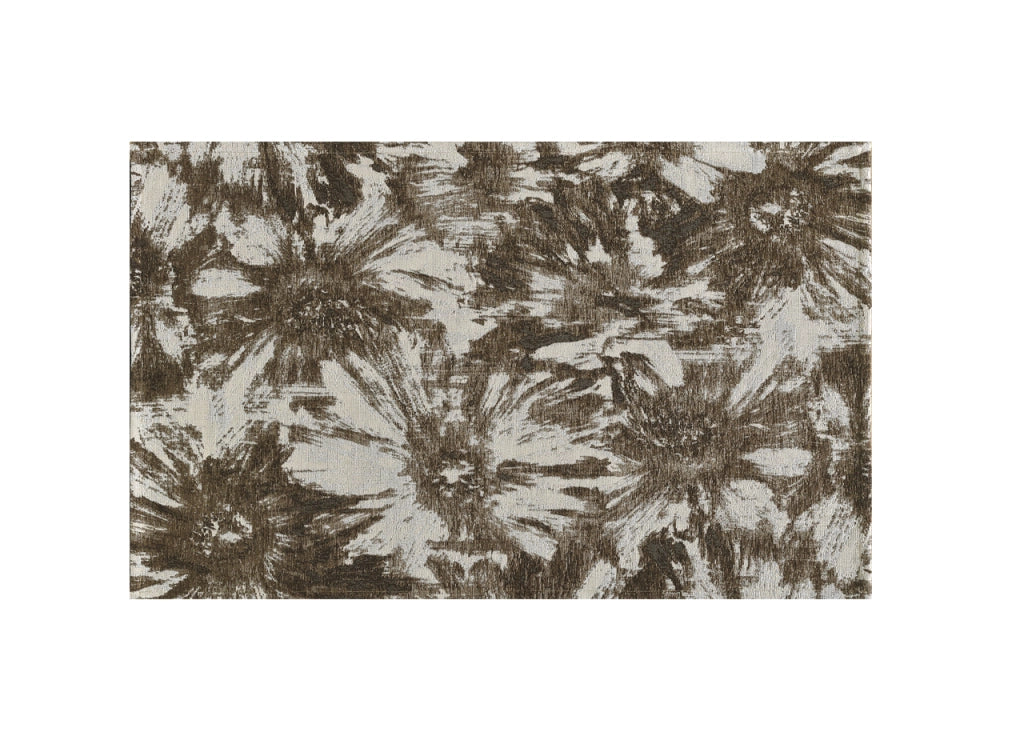 Tappeto Salotto Velour Antiscivolo Dis Fior Di Loto Colore Fango Suardi - 140x200 - Fango