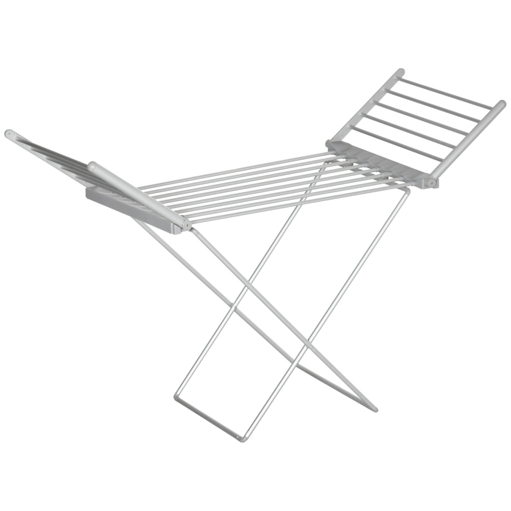 Stendino Elettrico Riscaldato con Ali Pieghevole Salvaspazio in Lega di Alluminio, 144x53x91cm, Argento