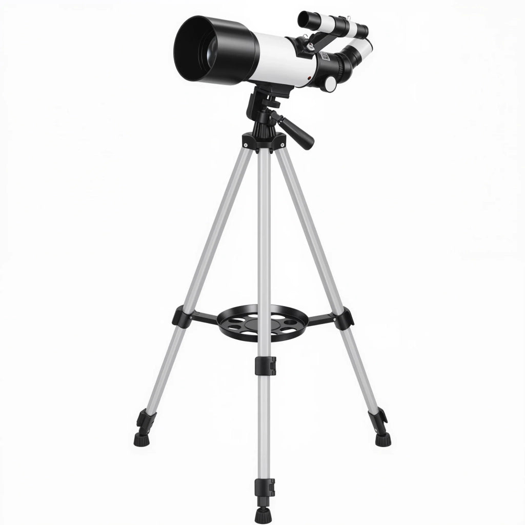 Telescopio rifrattore per principianti adulti 80 x 80 x 135 cm treppiede regolabile ingrandimento 40x moderno in alluminio bianco 21_0000101