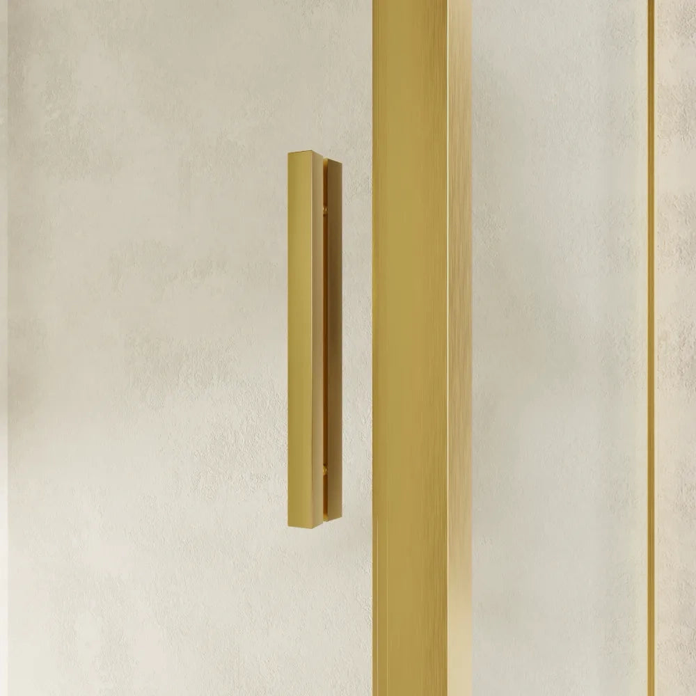 Box doccia slim 90x160cm con porta scorrevole e parete fissa profili oro spazzolato e vetro 6mm trasparente anticalcare h190| Portofino