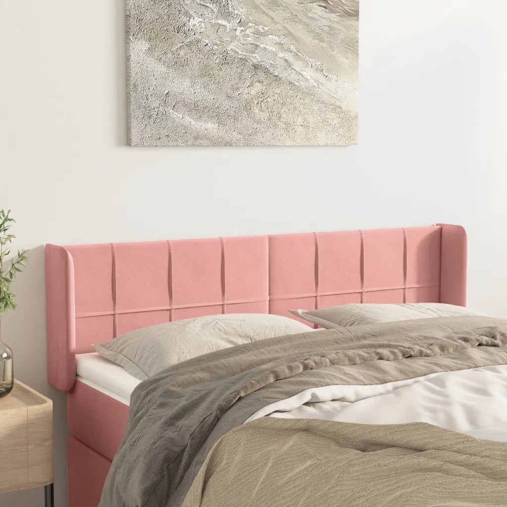 Testiera ad Orecchio-Testata con Orecchie Rosa 147x16x78/88 cm in Velluto 115819