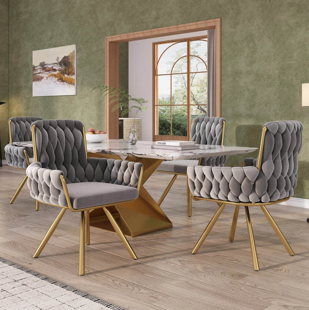 SEDIA Girevole 360° in velluto grigio Set da 6 pezzi