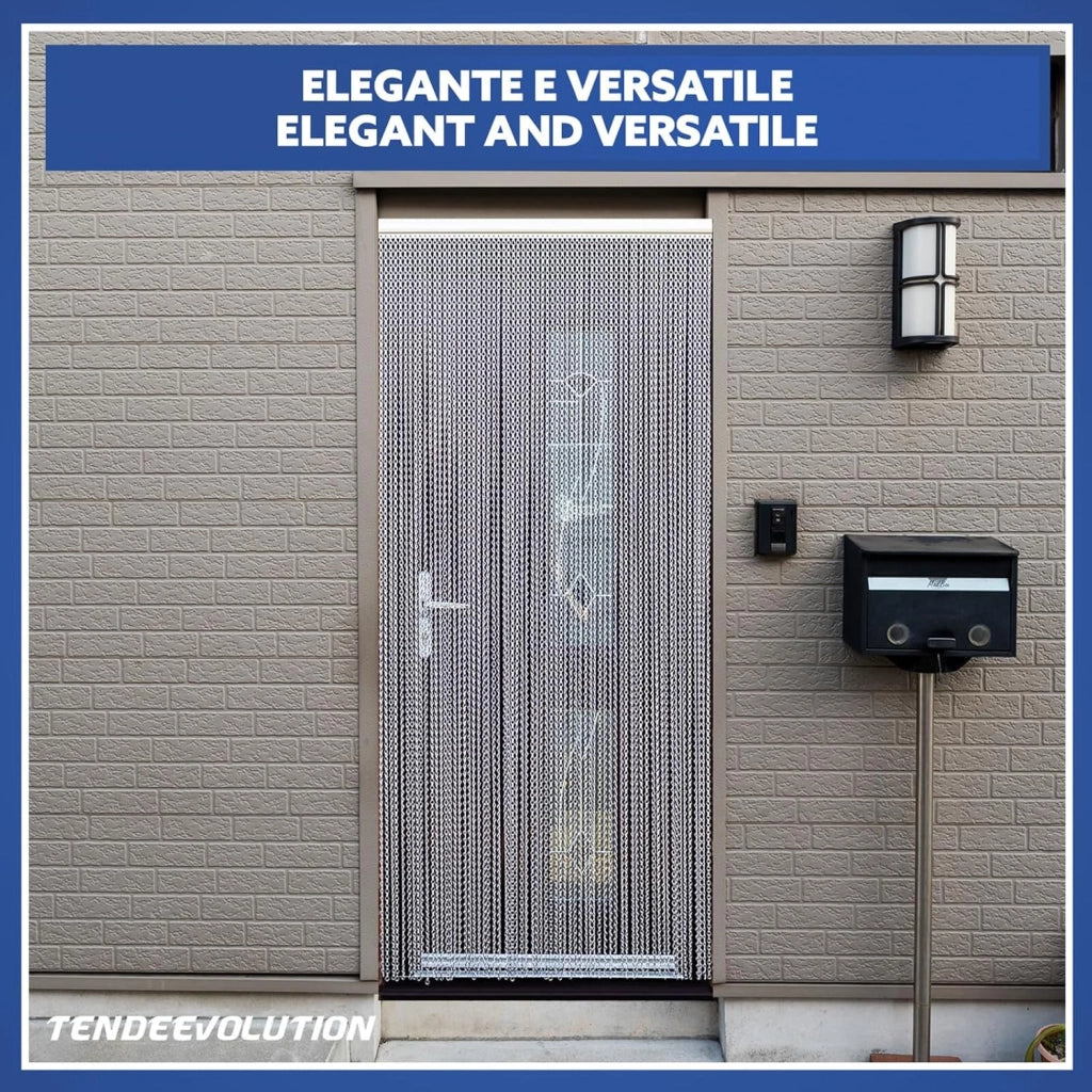 Tenda Catena Antimosche Alluminio Argento | Largh. 1,40m x Alt. 2,20m | Protezione Insetti, Porta, Esterno, Interno, Casa, Ufficio