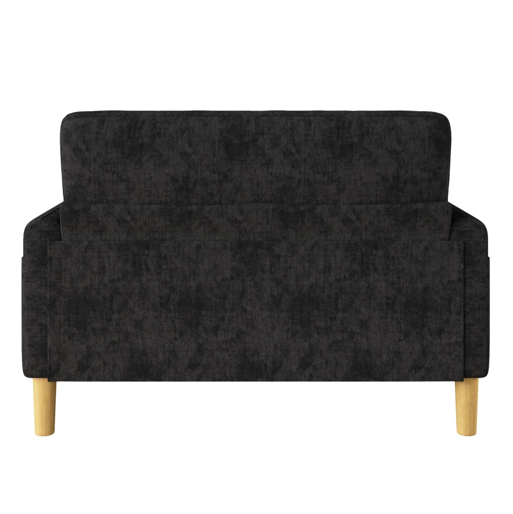 Sofa a 2 posti in chenille grigio con 2 cuscini e tasca laterale, 119 x 78 x 85 cm